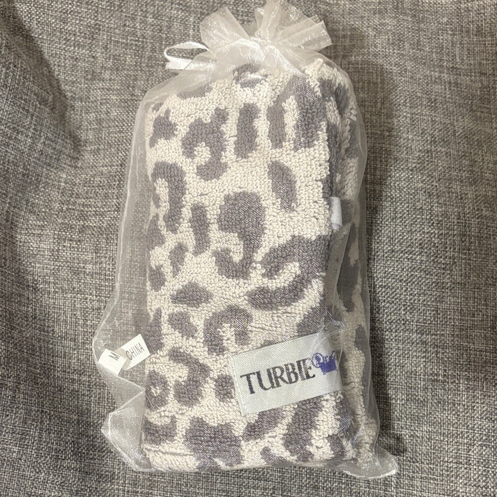 Turbie Twist Gray Leopard Hair Towel